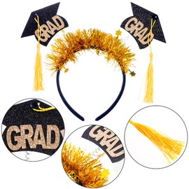 Haakong Graduation Hat Headband Cap Hairpin Hair Accession Party Dress Up Favor Photo Supplies （8）