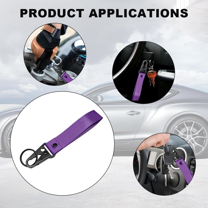 Wevdn Car Key Chain, Fabric Metal Practical Multifunctional Motorcycle Keychain,