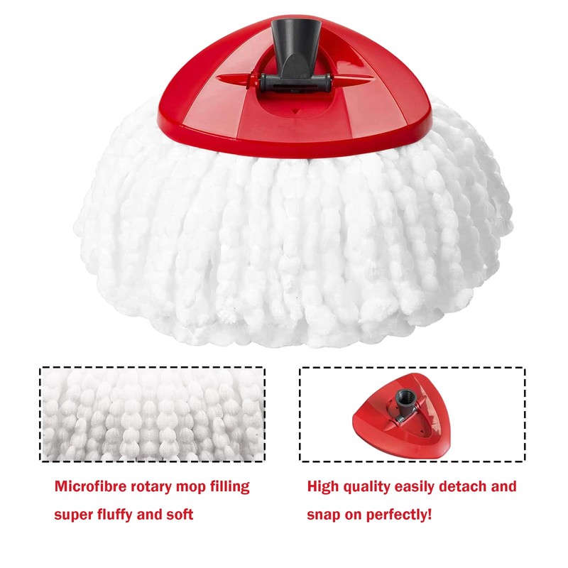 FOOKCIAN Spin Mop Replacement Set - 4 Microfiber Heads, Base,