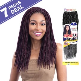 MULTI-PACK DEALS! Freetress Synthetic Hair Crochet Braids Box Braids 14" (7-PACK, 1)