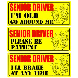 Funny Elderly Driver Magnet for Car- Reflective, Weather-Resistant-Reflective Senior Driver Car Magnet Gift for Grandma and Grandpa(3 PCS)
