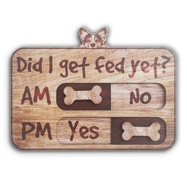Dog Feeding Tracker-3.5'' x 5.4'' Dog Feeding Reminder Wooden Fridge Magnets-Did I Get Fed Yet-AM PM 2-Meal Feed Indication-Pet Accessories to Track & Prevent Overfeeding or Underfeeding of Pets-A02
