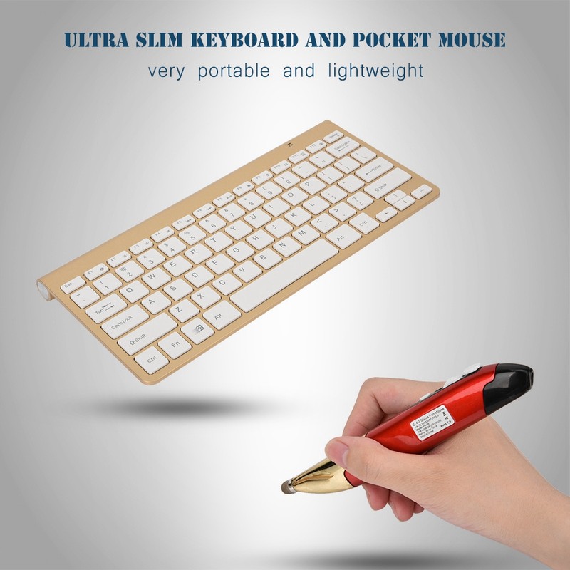 KM-801 Slim Mini 2.4G Wireless Keyboard Pen Mouse Set for