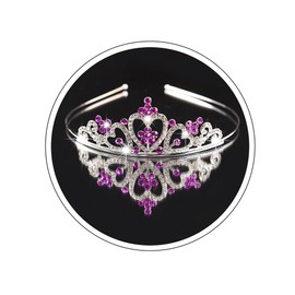 Yheahin Sparkling Crystal Pearl Tiara and Crown Elegant Rhinestone Heart Shape Princess Crown Wedding Birthday Party Headpiece Costume Hair Accessories for Girls (Crystal - Purple)