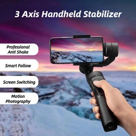 S5 Gimbal Stabilizer for Smartphone, 3 Axis Handheld Gimbal Stabilizer,Upgraded Anti Shake System Face Tracking Easy Rotation Foldable Phone Stabilizer for Camera Video Record