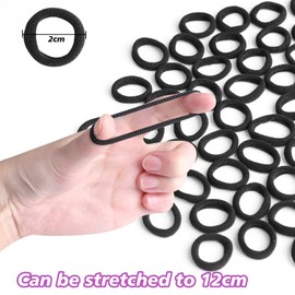 Baby Hair Bands Kids Toddler, 100 Pieces Black Soft Small Tiny Elastic Hair Ties Rubber Bands Hair Bands Ponytail Holders for Baby Girls