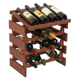 Wooden Mallet 16 Bottle Dakota Display Top Wine Rack, Mahogany