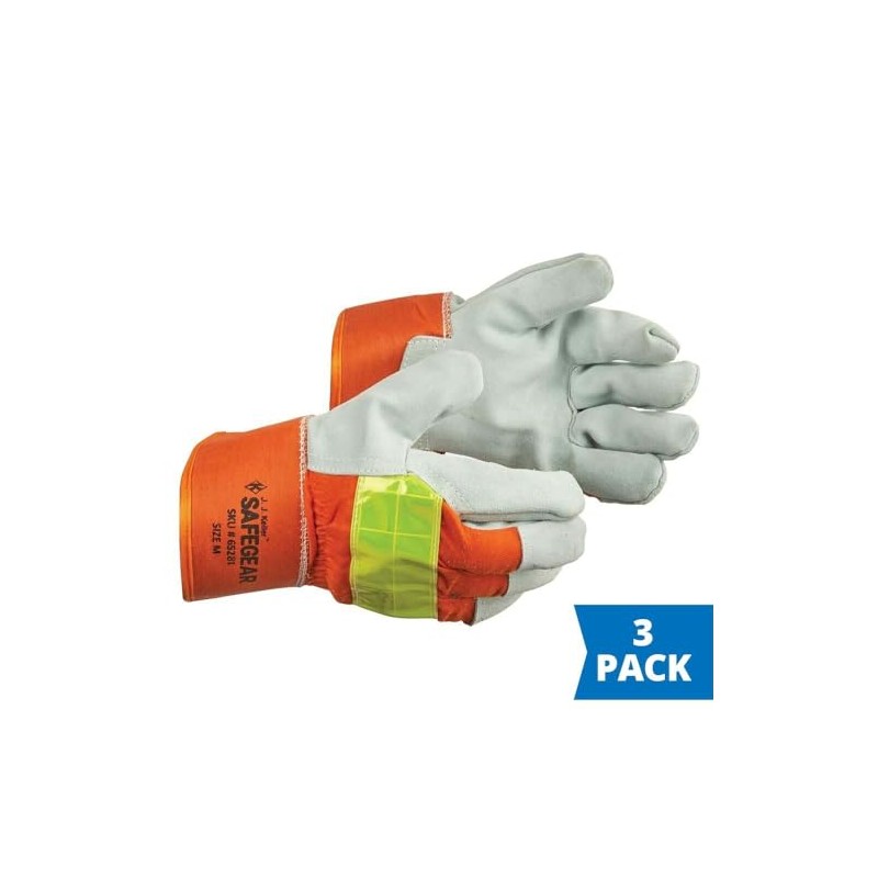 SAFEGEAR, High Visibility Leather Glove, Split Cowhide Leather Palm, Reflective,