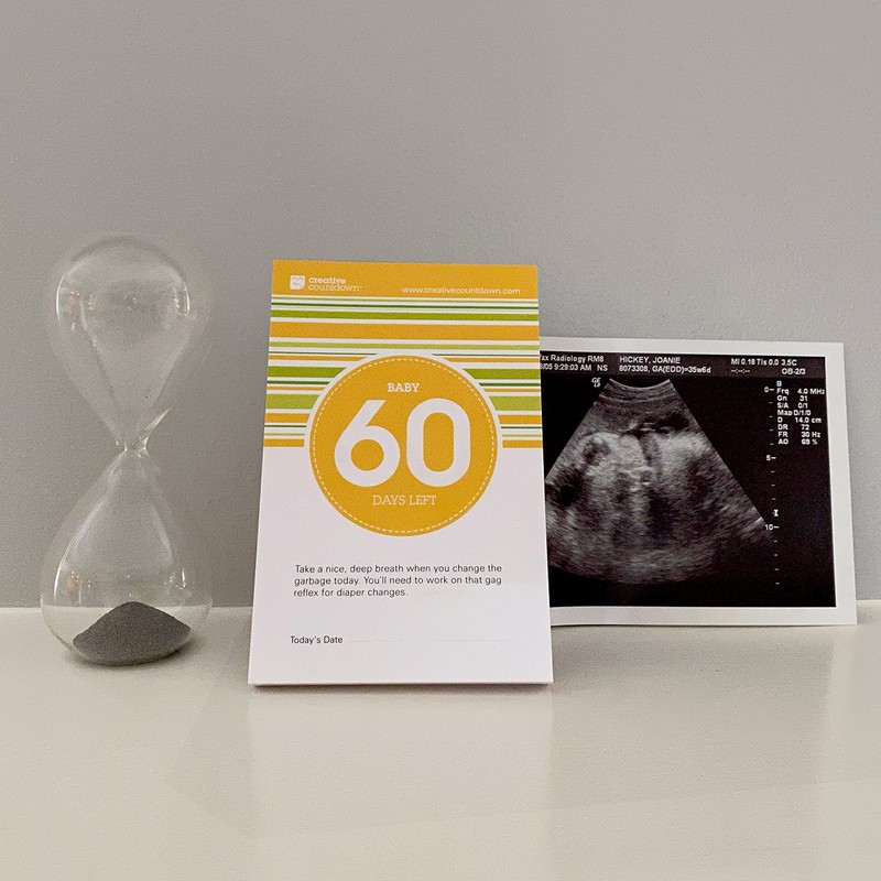 60 day Baby Due Date Count Down 5.75"x3.75" Orange Green