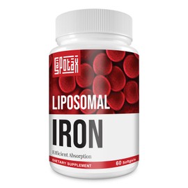 Liposomal Fe Iron Supplement for Women, 65 mg Iron Supplement with Folic Acid & Vitamin B12 for Men, Daily Blood & Energy Support for Adults Iron Deficiency 60 Softgels (1 Bottle)