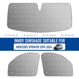MaxAwe MaxAwe 3Stk Thermomatte Fahrerhaus passend fr Mercedes Sprinter 19-24, Luxus Interne Auto Sonnenblende Frontscheibenabdeckung, Thermo Jalousien Set Verdunkelung, Sonnenschutz Windschutzscheiben Matte