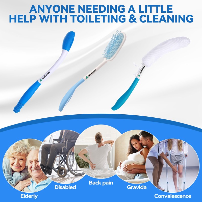 Wefaner Toilet Aids Set for Wiping - Long Handle Butt