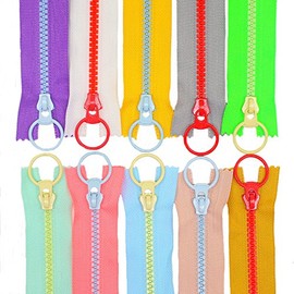 YaHoGa - 10 cremalleras de plástico de 45 cm #5 con anillo de elevación, cierre de cierre, para manualidades, bolsas de costura, prendas de vestir, cremalleras de resina (18 pulgadas C/E)