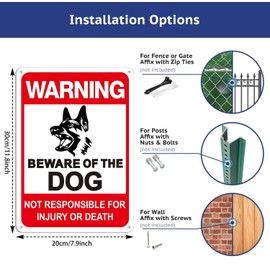 Beware of The Dog Warning Sign,No Responsible for Injury or Death Warning Dog Sign Reflective Highly Visible,Aluminum,Weatherproof, Easy Mounting, Business, Driveway Alert Outdoor Use11.8"x7.9"
