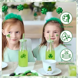CUTELIILI St. Patrick's Day Shamrock Temporary Tattoos & Face Stickers, Waterproof Saint Patrick's Day Clover Tattoos Art Make up Deco Irish Party Favors