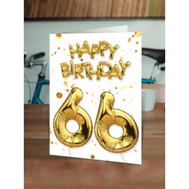 Brainbox Candy - 66th Birthday Card - Age 66 - Beautiful White Gold Foil Effect Age Card - Birthday Cards For Him Her Men Women Friends