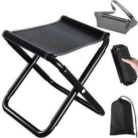 Camping Stool,Portable Folding Stool,Lightweight Collapsible Small Seat Chair with Carry Bag and Mini Fanny Pack,Load Capacity to 100KG,for Outdoor Adults,Travel,Hiking,BBQ, Fishing,Beach