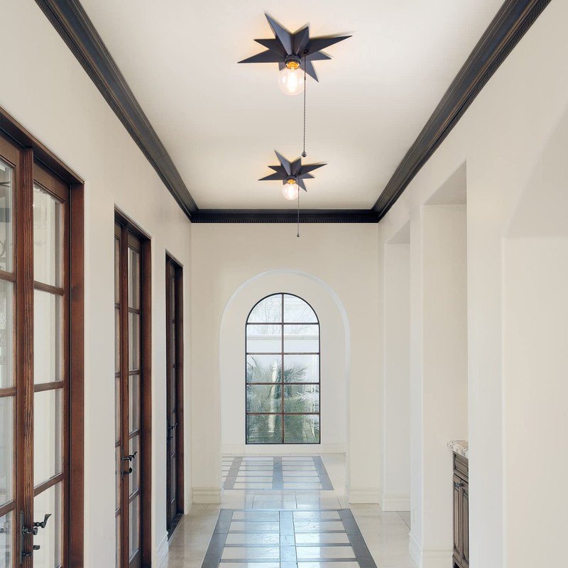 VILUXY Flush Mount Ceiling Light, Black Star Light Fixtures Ceiling