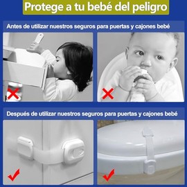 Seguros para Puertas y Cajones Bebé, Seguros Cajones 12 Piezas Ajustable | Seguro Cajones Bebe, Cerradura de Seguridad para Niños, Seguro para Refrige