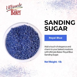Ultimate Baker - Sanding Sugar, Royal Blue - Vibrant, Naturally Colored Baking & Decorating Sugar, Perfect for Sprinkling on Cakes, Desserts & Ice Cream, Medium Crystal - 16oz