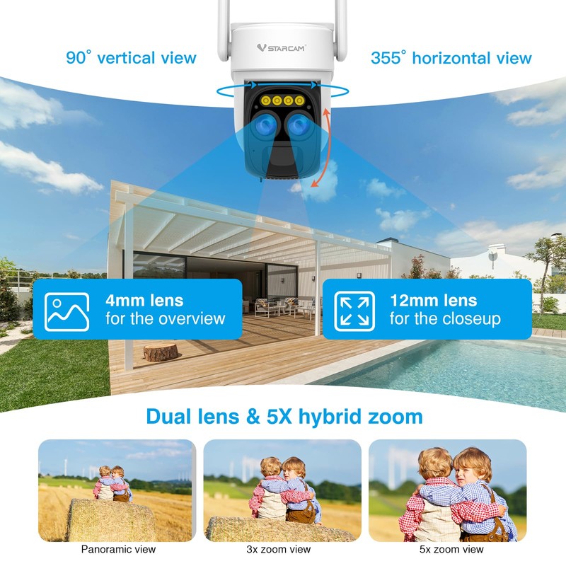 VSTARCAM 2K Smart Solar Security Camera, AI Detection & 100%