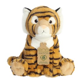 Aurora® Eco-Friendly Eco Nation™ Tiger Stuffed Animal - Environmental Consciousness - Recycled Materials - Brown 12 Inches