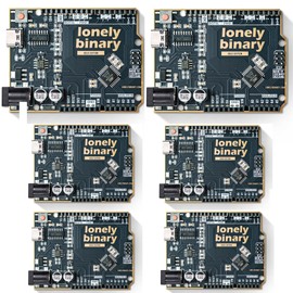Lonely Binary 6-Pack UNO R3 Black Gold Edition – Lead-Free ATmega328P Boards with USB Type-C | Compatible with Arduino IDE for STEM, Robotics and Prototyping Projects (6-Pack, Black Gold)