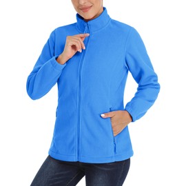 TACVASEN Women's Lightweight Jacket Long Sleeve Soft Fleece Jacket Casual Winter Coats Outdoor Zip Up Sweatshirt Azure Blue XL