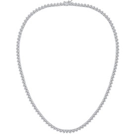 GMESME 18K White Gold Plated Cubic Zirconia Classic Tennis Necklace (16inch)