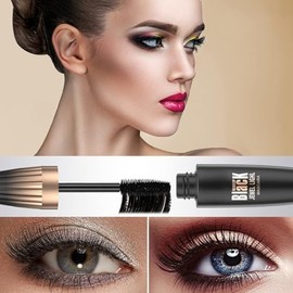 2 piezas de máscara de pestañas de fibra de seda 4D My Amazing Lash Mascara, máscara de pestañas resistente al agua, volumen y longitud negros para pestañas largas y completas que duran todo el día