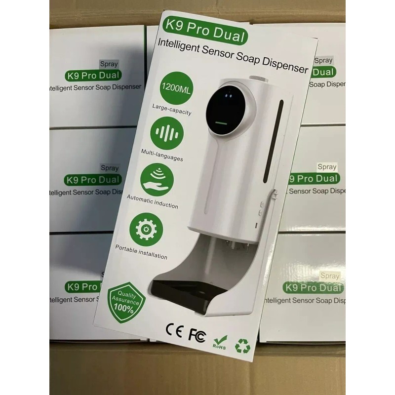 RoHS Termómetro Dispensador Gel/sanitizante K9 Dual De Pared Color Blanco