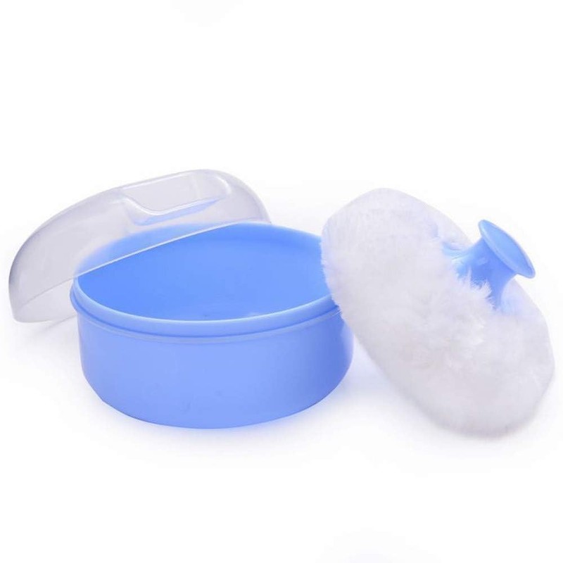 Blue Container Powder Cosmetic Puff Sponge Soft Face Case Body