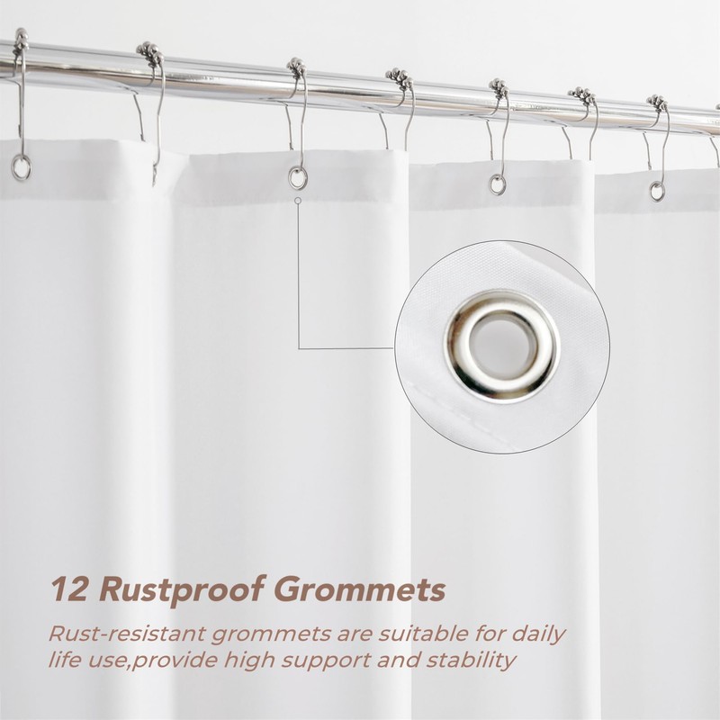 Felisa Waterproof Fabric Shower Curtain Liner with 6 Weighted Magnets,72