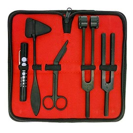 SURGICAL ONLINE Limited Edition - Full Tactical Black - Grudge Style Set of 5 pcs Reflex Percussion Taylor Hammer + Penlight + Tuning Fork C 128 C 512 + Bandage Scissors 5.5"