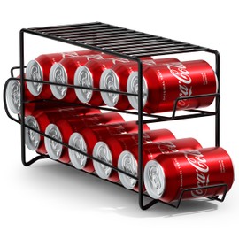 Sorbus Soda Can Rack Beverage Dispenser & Organizer for 12 Standard 12oz Cans - Refrigerator Compatible (1 Pack, Black)