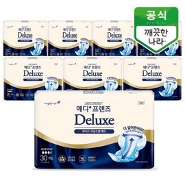 Clean Nara Medi Friends Deluxe Wide Round Pads 30 pieces, 8 packs/adult container / 깨끗한나라  메디프렌즈 디럭스 와이드 라운드형패드 30개입 8팩/성인용기