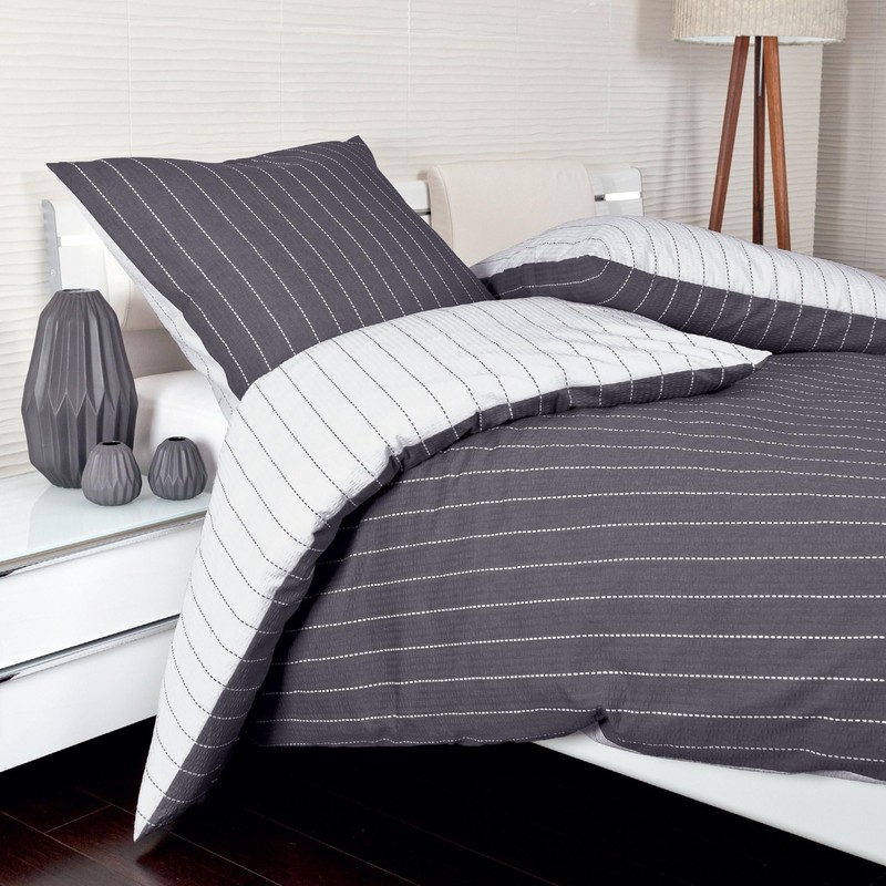 Janine 20020 Tango Mako Soft Seersucker Reversible Bed Linen 135