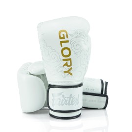 Fairtex Glory Kickboxing Gloves - Limited Edition (White/Gold - BGVG3, 16 oz)