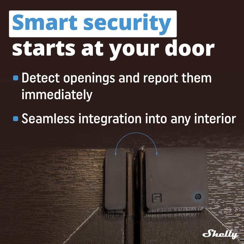 Shelly Blu Door/Window Black - Smart Bluetooth-Operated Montion Sensor Alarm,