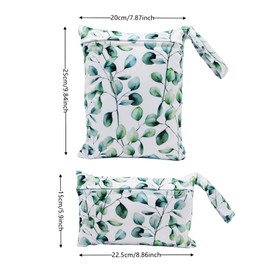 2 Pack Cute Little Wet Dry Bags for Baby Diapers & Breast Pump Parts, Waterproof Reusable Wet Bag with Handle, Beach Pool Gym Bag Stroller Yoga Toiletries Daycare Organizer, 7.9"*9.8"/5.9"*8.9"