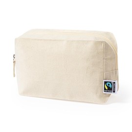 Fairtrade Certified Organic Cotton Toiletry Bag, 180 g/m², 20.5 x 14 x 7.5 cm, Fairtrade Certified, brown, Toiletry Bag