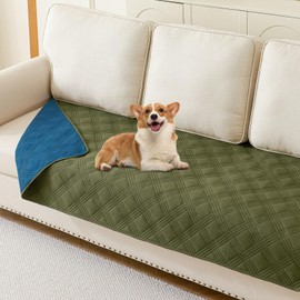 hyha Waterproof Dog Blanket, Reversible Pet Bed Blanket, Soft Sofa Couch Cover for Dogs Washable, Waterproof Pet Couch Covers for Sofa Puppy Cats Furniture Protector(30"x70", Green/Navy Blue)