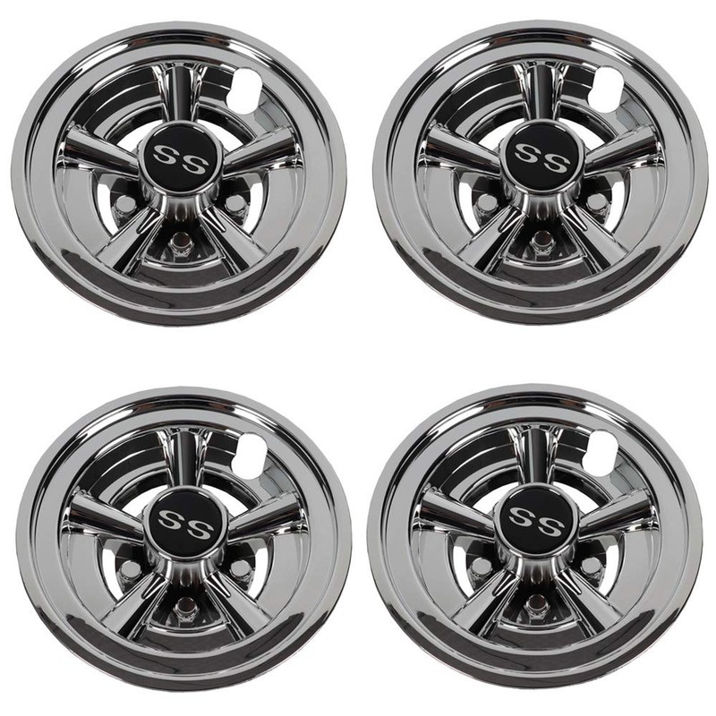 Golf Cart 8" SS Wheel Covers Hub Caps, Set of