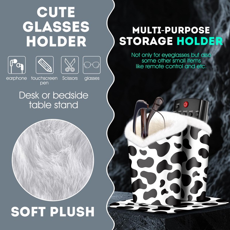 bvya Double Eyeglasses Holder Plush Lined Stand Glasses Protective Holder