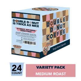 Double Donut Coffee Variety Pack - Recyclable Single Serve Flavored Coffee Pods, 24 Count for Keurig K-Cup Coffee Makers