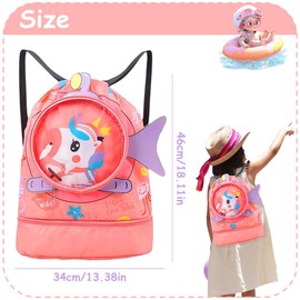 Borsa da spiaggia impermeabile per bambini regolabile con coulisse con scarpiera portable animali dei cartoni animati