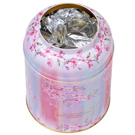 New English Teas Watercolour Cherry Blossom Tea Caddy with 240 English Breakfast Teabags