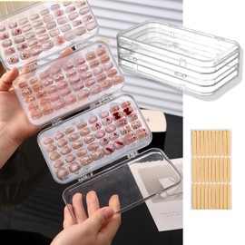 Tri-Fold Press On Nail Organizer Case - 4-Page Portable Storage Box for Fake Nails, Clear PET Plastic Travel Holder (6×3.2×1.8 inch)