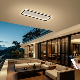 AOMEI 20" Rectangular 3CCT Dimmable Ceiling Light - 43W 3000K/4000K/6000K Adjustable Edge-lit Recessed Fixture for Passage, Corridor,Cloakroom and Foyer (Black)