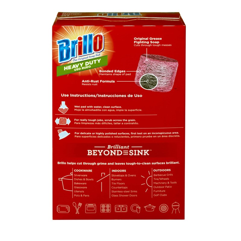 Brillo Heavy Duty Steel Wool Soap Pads, Original Red Scent